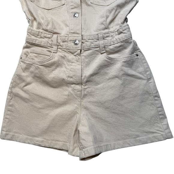 Zara Beige Button-Up Romper Sz XS NWT - Picture 4 of 9